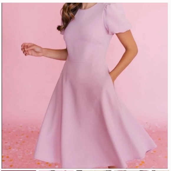 Gal Meets Glam - Puff Sleeve Crepe Fit & Flare Dress (Size 4) (NEW) - Picture 2 of 7